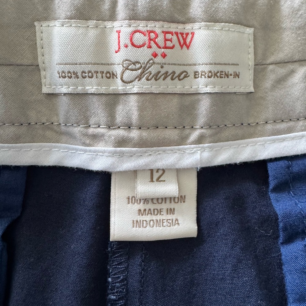 J. Crew Broken In Chino Cotton Shorts Women's Size 12 Navy Blue - Picture 7 of 8